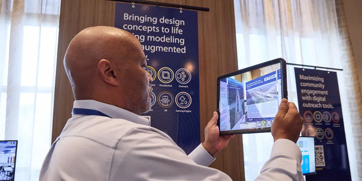 looking at a tablet using augmented reality