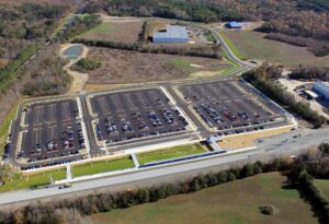 Aerial view of VRE rail station, Spotsylvania County, VA
