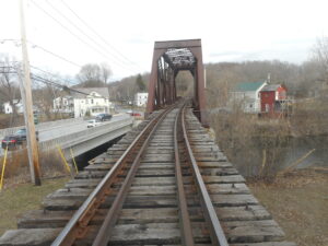 Batten Kill Railroad bridge over the Battenkill River, NYS Route 372, and Mill Street