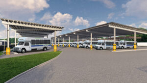 closeup rendering of Dover Bus Canopy - daytime