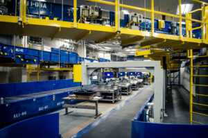 Conveyors and other machinery used in the checked baggage inspection system at El Paso, Texas, International Airport