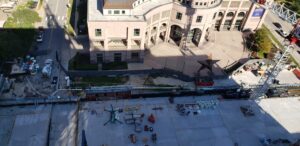 aerial of exterior construction in Capitol Complex