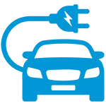 Decarbonization icon - car with electric plug