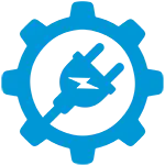 Energy management icon - electric plug in gear