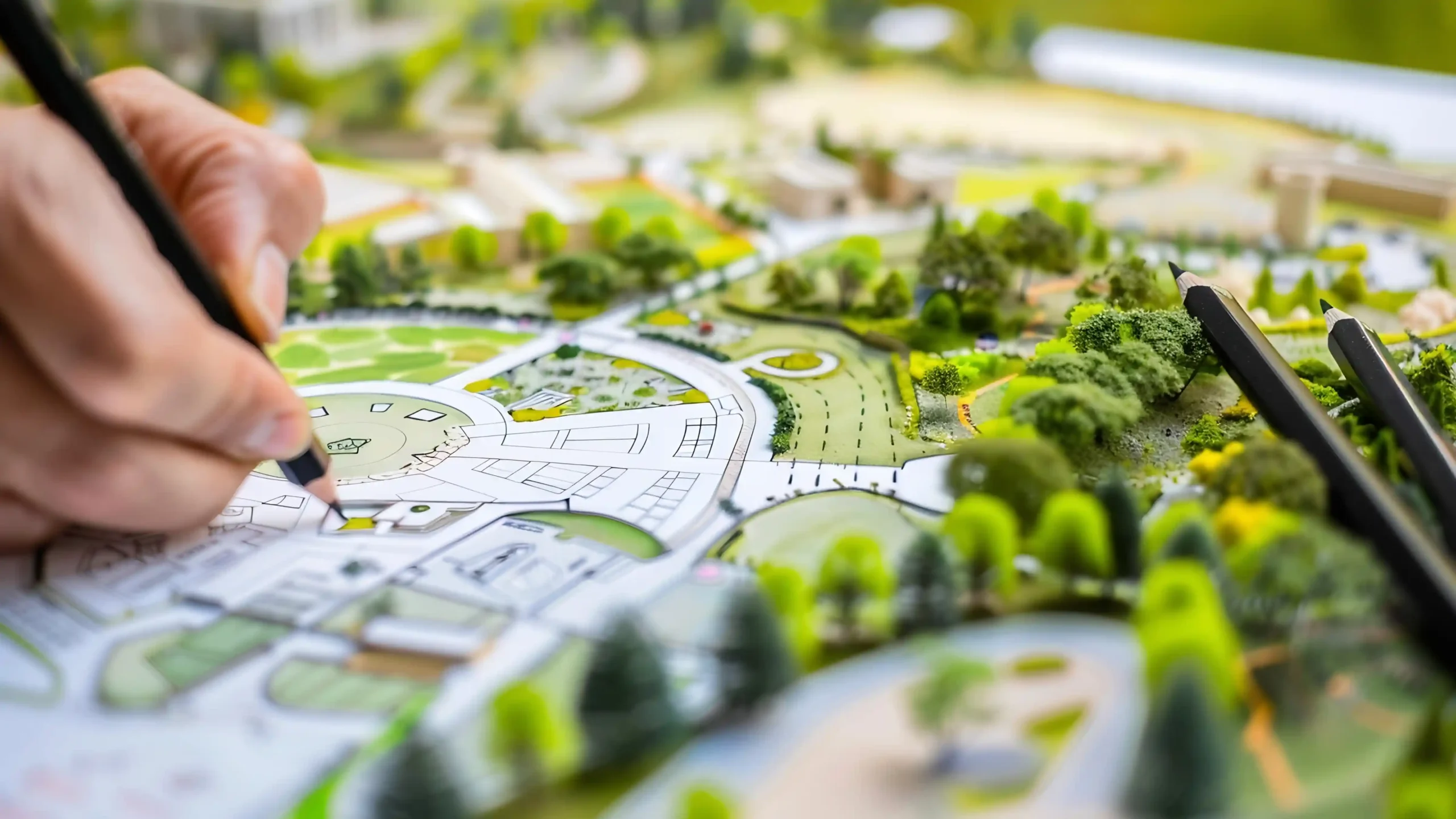 Landscape Architect drawing out design